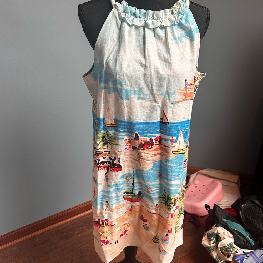 London Times Multicolor Beach Scene Dress